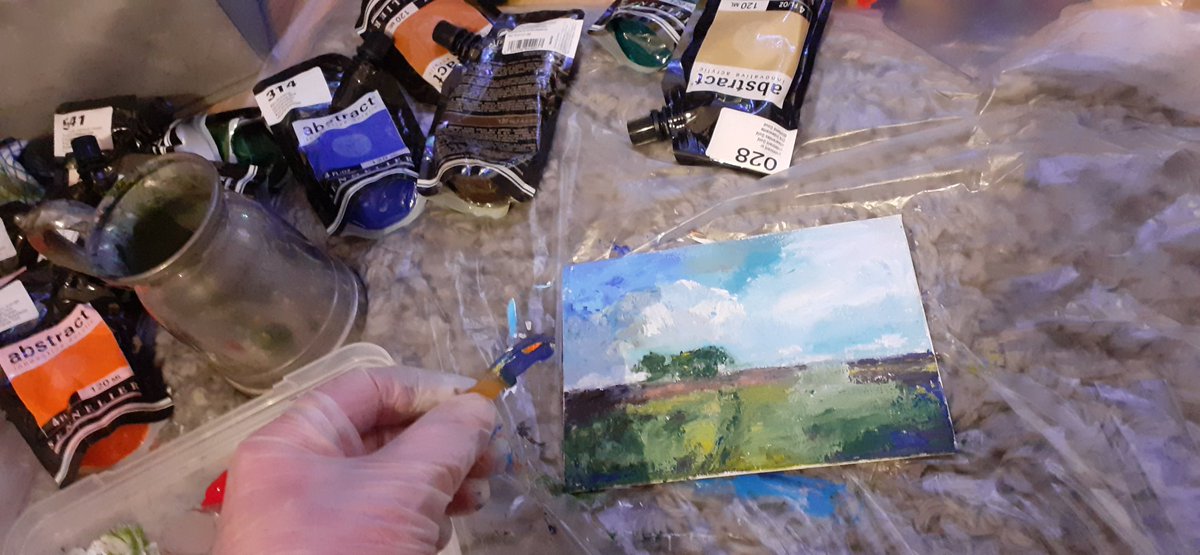 ArtyNewts's tweet photo. A work mate gave me some paint brush jelly sweets, so I have done a painting as a gift to him, using one of the sweets! "The Clump" Ivybridge. #dartmoor #Ivybridge #devonlandscape #painting #artgift #landscapepainting https://t.co/TqjLmwBOYq