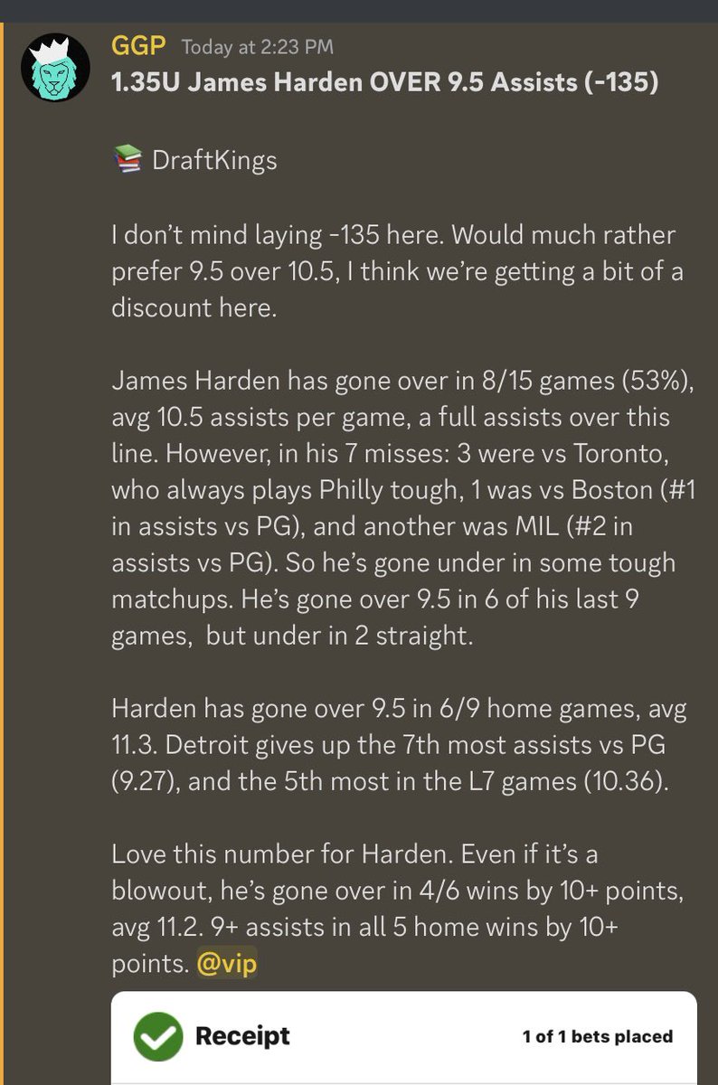 GamblingG0D's tweet image. James Harden OVER 9.5 AST (-135) 💫 

Write up ⬇️ ✍️ 

#GamblingTwitter