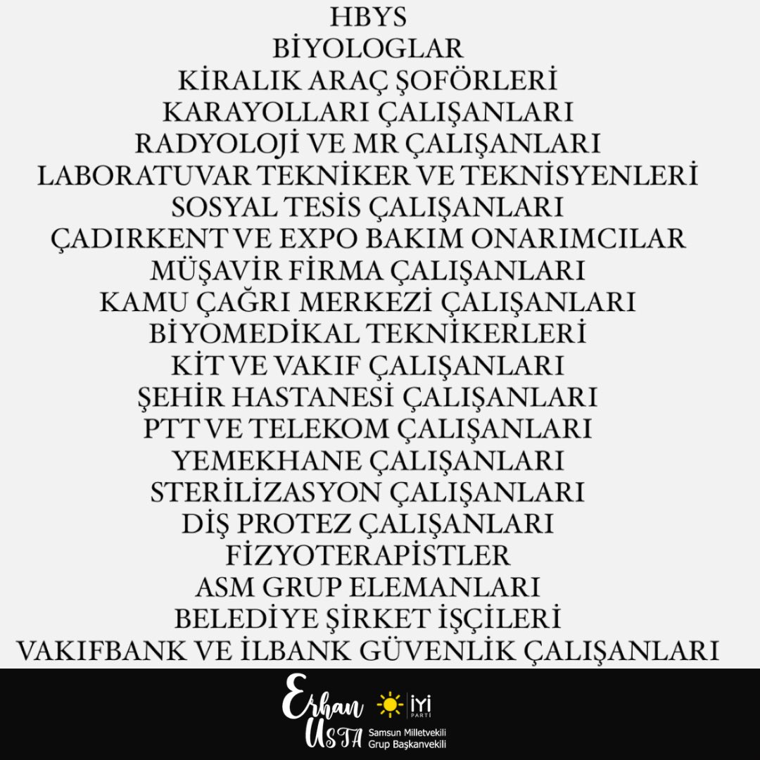 55erhanusta's tweet photo. #KİT çalışanlarına, #hbys çalışanlarına, #taşeron işçilerine, mutfak çalışanlarına, #4B çalışanlarına, #kiralıkaraçşoförlerine ve kamudaki diğer meslek çalışanlarına kadro verilmemesi haksızlıktır. 

Verdiğiniz sözü tutun, insanları daha fazla mağdur etmeyin!

#TümTaşeronKadroya https://t.co/gHP3g00peZ