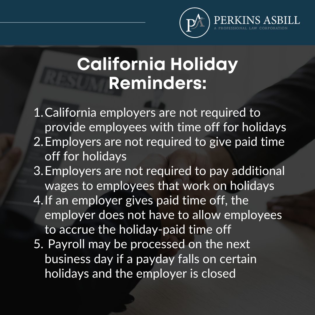 PerkinsAsbill's tweet photo. If your offer letter or employment agreement states that employees will receive holiday pay or paid holidays, then your employer may be contractually bound to do so. https://t.co/C8lu30dU95