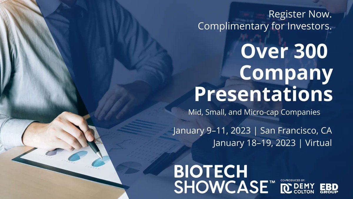 AnalystsAnalyst's tweet photo. An innovative event for these times. https://t.co/YZHDdlDTjm #BiotechShowcase2023 #BiotechShowcase #digimed #medtech #biotech #pharma @Sengenics @concarlo760 $TRVI @TreviThera @Prellisbio @cartherics https://t.co/yKGdnE6VBJ