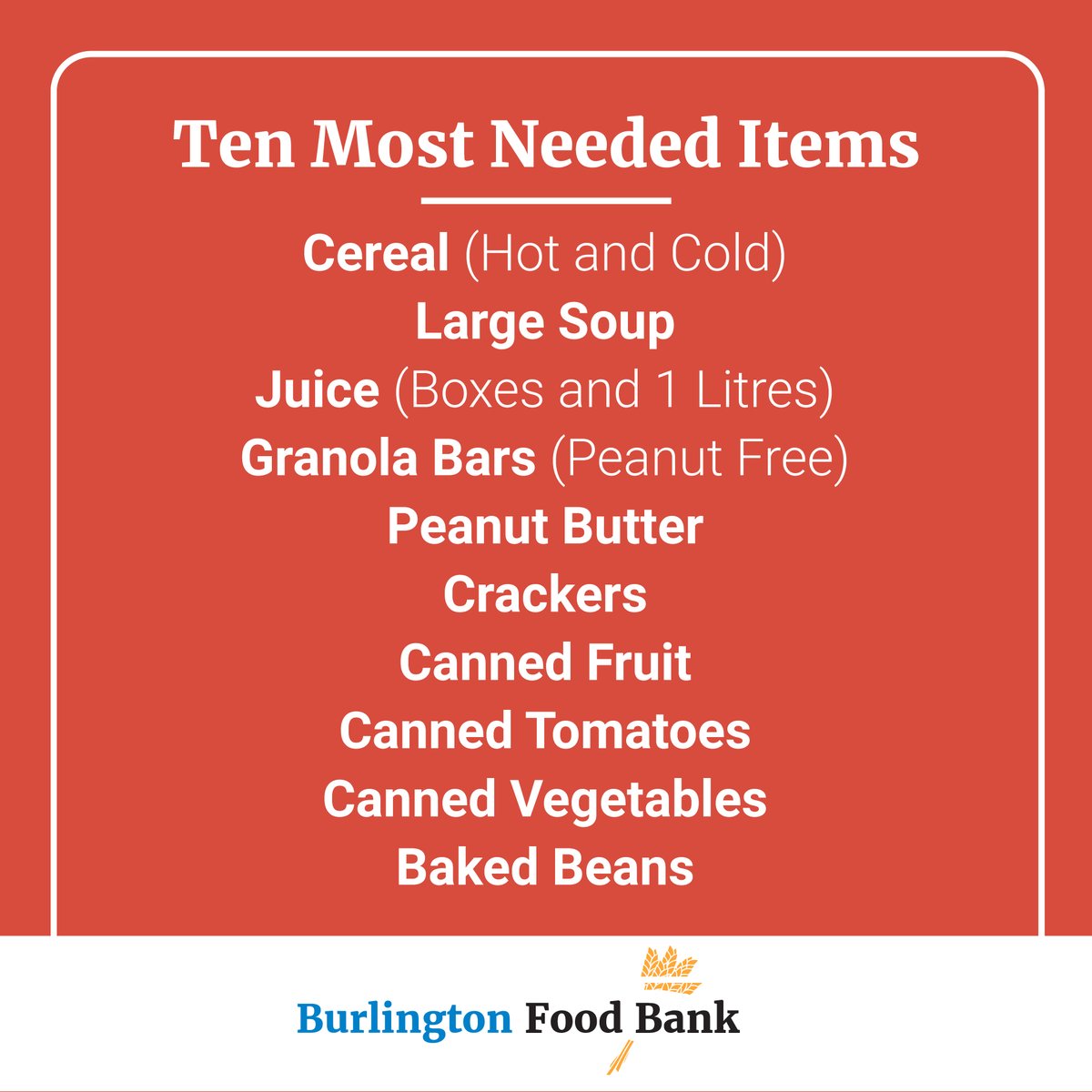 BurlFoodBank's tweet image. #7 in our Ten Most Needed Items is Canned Fruit. While it's no substitute for the fresh fruit and vegetables that the Burlington Food Bank also provides, canned fruit can still provide some much needed nutrients with a longer shelf life. 

#tistheseason #mostneededitems