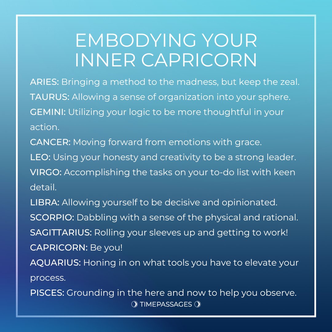 TimePassagesApp's tweet image. Impressive, dynamic and larger than life, Capricorn is turning up the heat amidst the winter chill. With responsibility built into their DNA, Capricorn leads by example, and values integrity and structure. Capricorn Season is begging you to stop making yourself small.