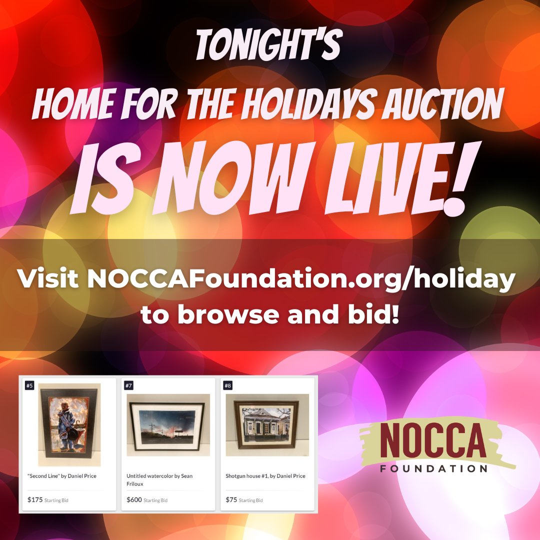 Tonight's Home for the Holidays auction is now live! Visit NOCCAFoundation.org/holiday to browse and bid on great artwork by NOCCA alumni, including Daniel Price. Anyone can bid (and win!), whether you're at the concert or not. Thanks for your support!