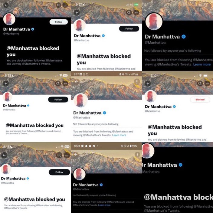 darkbrandonsdad's tweet photo. This is confusing. 

We are weak if we block @Manhattva but he is *not weak* if he blocks all these other people. https://t.co/RDxjql5yej