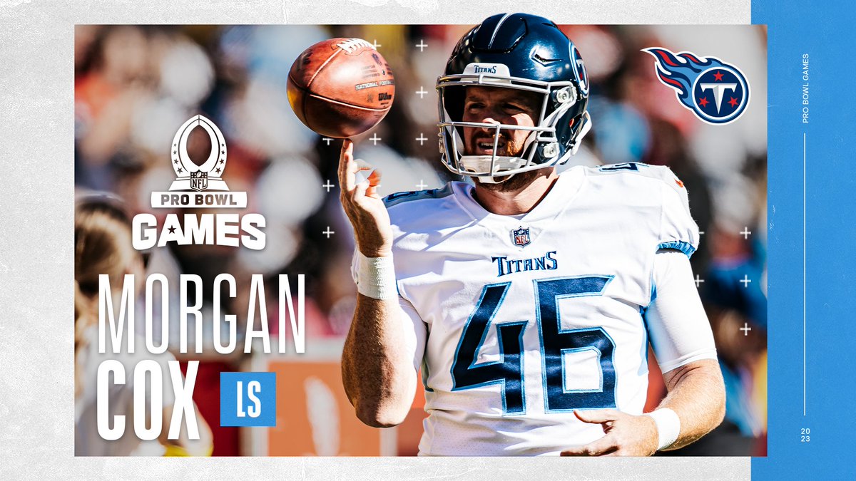 Titans's tweet photo. Morgan Cox selected to the Pro Bowl Games 🏈 https://t.co/ihX970Yd7L
