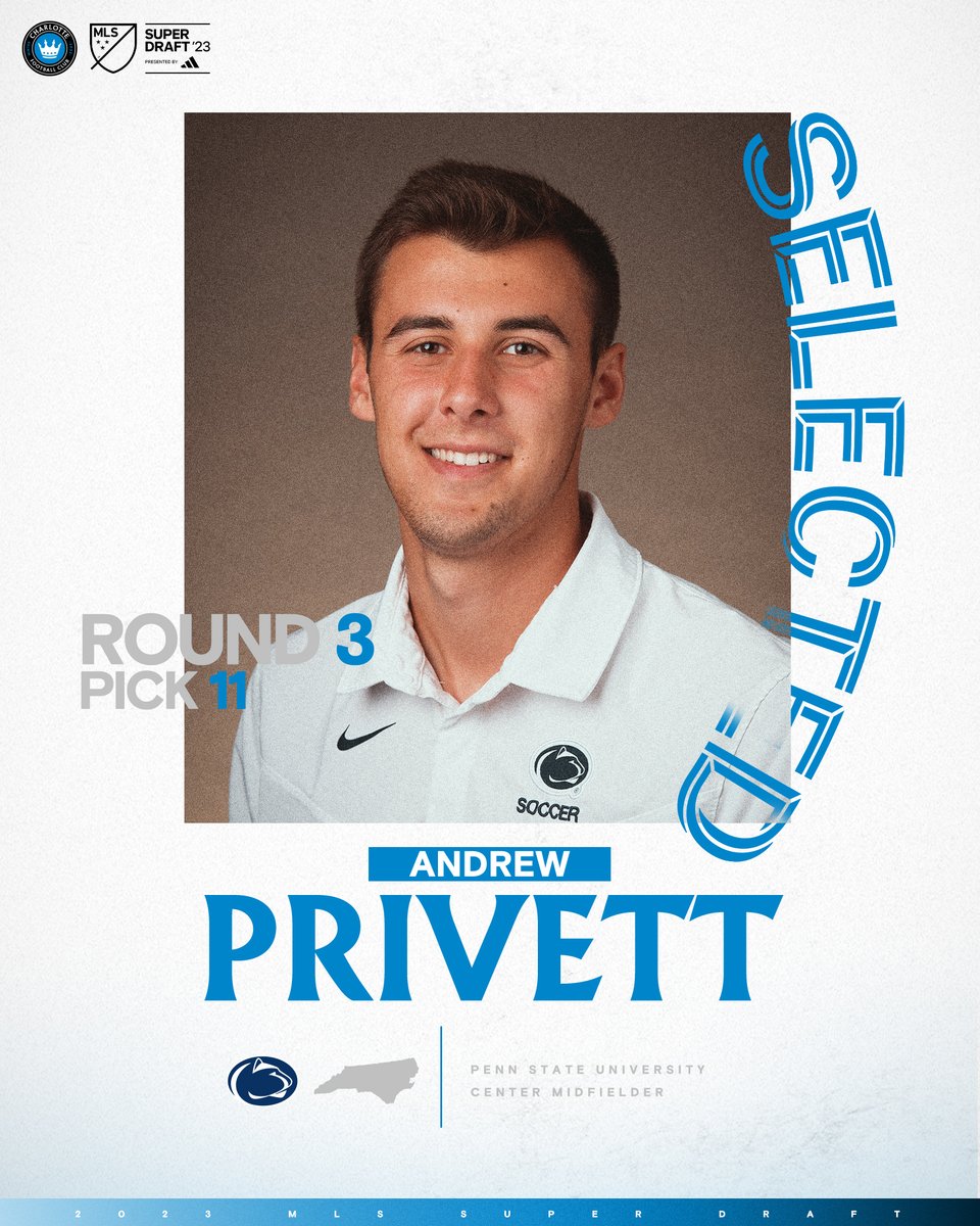 Charlotte FC (@charlottefc) on Twitter photo We have selected Andrew Privett from <a href="/penn_state/">Penn State</a> as our 69th pick of the #SuperDraft! We have selected Andrew Privett from <a href="/penn_state/">Penn State</a> as our 69th pick of the #SuperDraft!