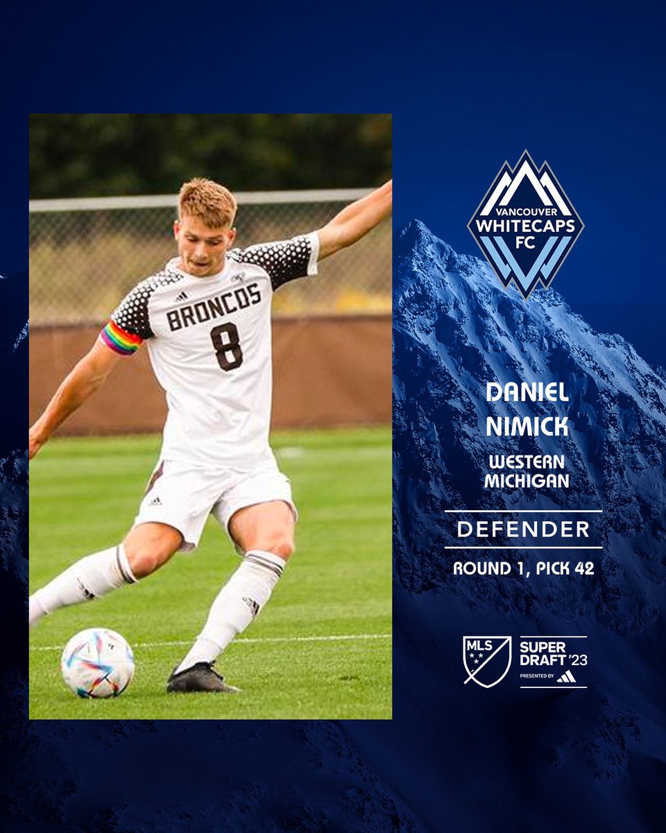 With the 42nd overall pick in the 2023 <a href="/MLS/">Major League Soccer</a> #SuperDraft, Whitecaps FC select centre back Daniel Nimick 🍁 from <a href="/WMUMensSoccer/">WMU Men's Soccer</a>.
 
#VWFC | <a href="/dan_nimick/">Daniel Nimick</a>