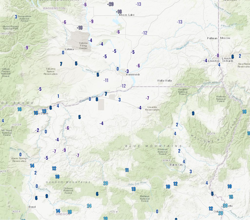 NWS Pendleton on Twitter "Temperatures are plummeting across the
