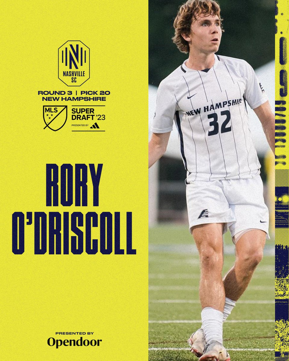 With the 78th pick in the 2023 #SuperDraft pres. by <a href="/adidasfootball/">adidas Football</a>, we've selected midfielder Rory O'Driscoll from <a href="/UNHMSoccer/">UNH Men's Soccer</a>