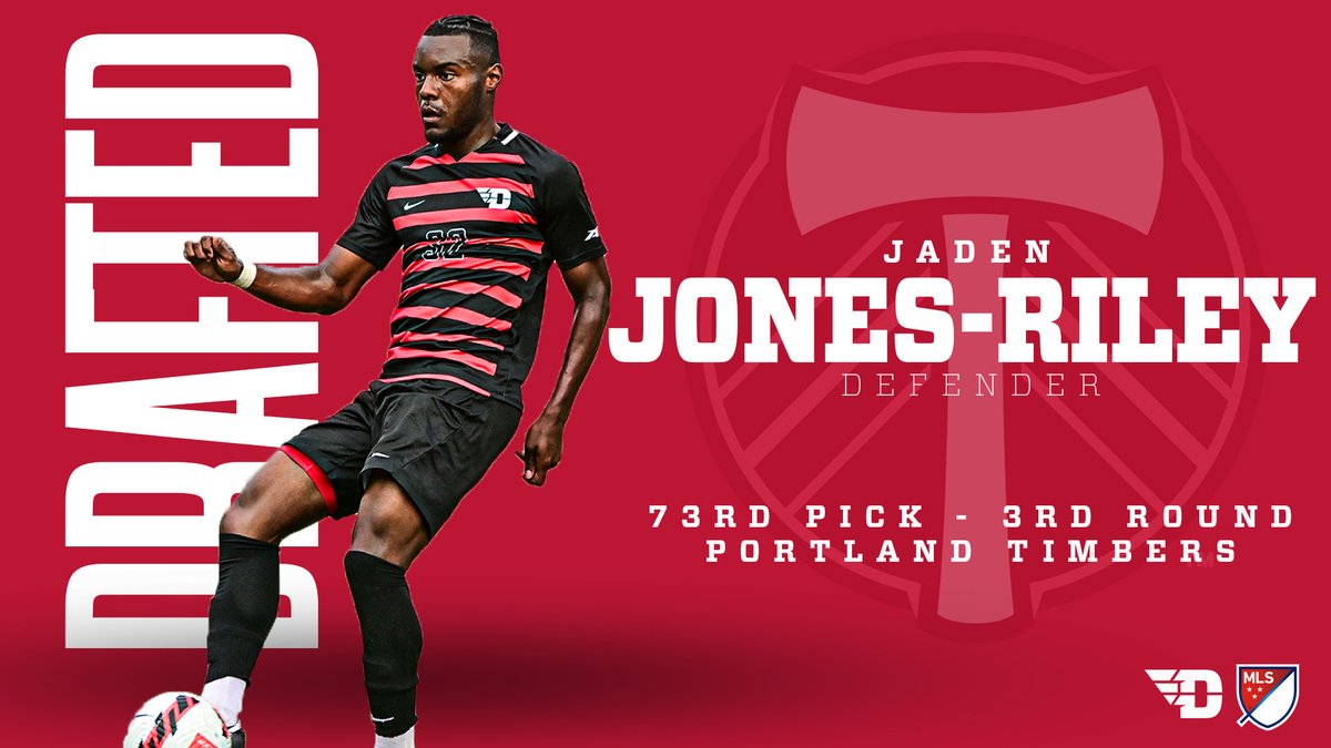 DaytonMSoccer's tweet photo. The @TimbersFC select Jaden Jones-Riley with the 73rd pick in the 2023 MLS SuperDraft. Best of luck on the west Coast Jaden. #UDMSOC https://t.co/HyIAiR7LZ5