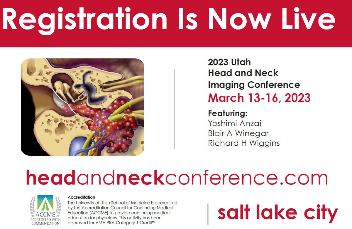 Please join us for a LIVE celebration of Head and Neck #HNImaging, March 13-16, 2023, in Salt Lake City, UT, USA: headandneckconference.com