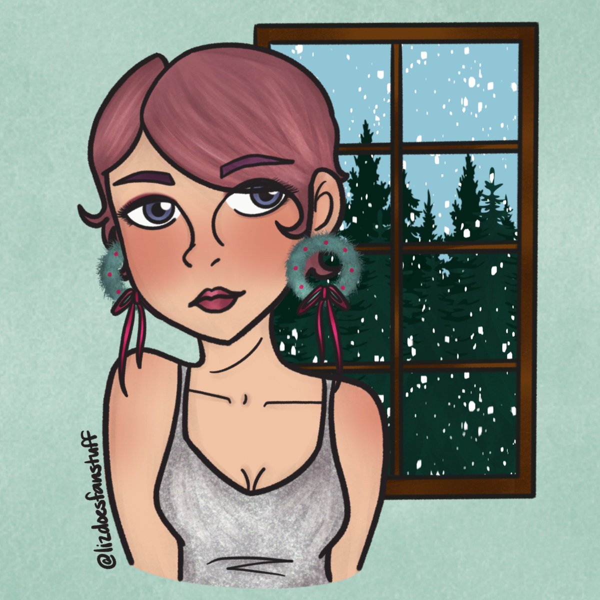 lizdoesfanstuff's tweet photo. My entry for the #dtiys challenge hosted by @chels_eye with a little bonus background 🥰🎄
#digitalart #drawing #art #illustration #drawthisinyourstyle #procreate #dtiyschallenge #christmasdrawing #xmasart #xmas2022 #christmas2022 #xmas #christmas #xmaswithchelseye #thiswasfun https://t.co/5nQrri6ujo
