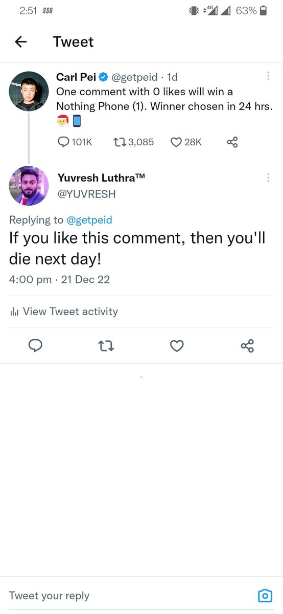 YUVRESH's tweet photo. @nothing @joes_iam @getpeid Even I didn't get any like on the comment that I made but all that matters is luck😬
Congratulations to the winner though👏🏻 https://t.co/GWnELhwV4H