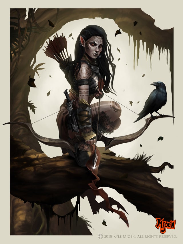 DungeonNoir's tweet image. Dark Elf by Kyle Mjoen