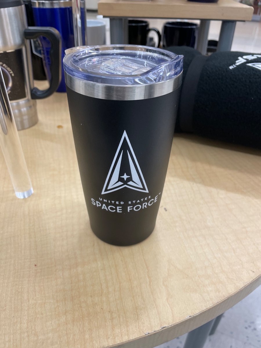 Cuellar414's tweet photo. Found a #SpaceForce travel mug but never thought I would find a Space Force #craftbeer ! Brewed by @redlegbrewco for @SpaceForceDoD #Space #beer #CustomBrew https://t.co/hdETzg3bMI