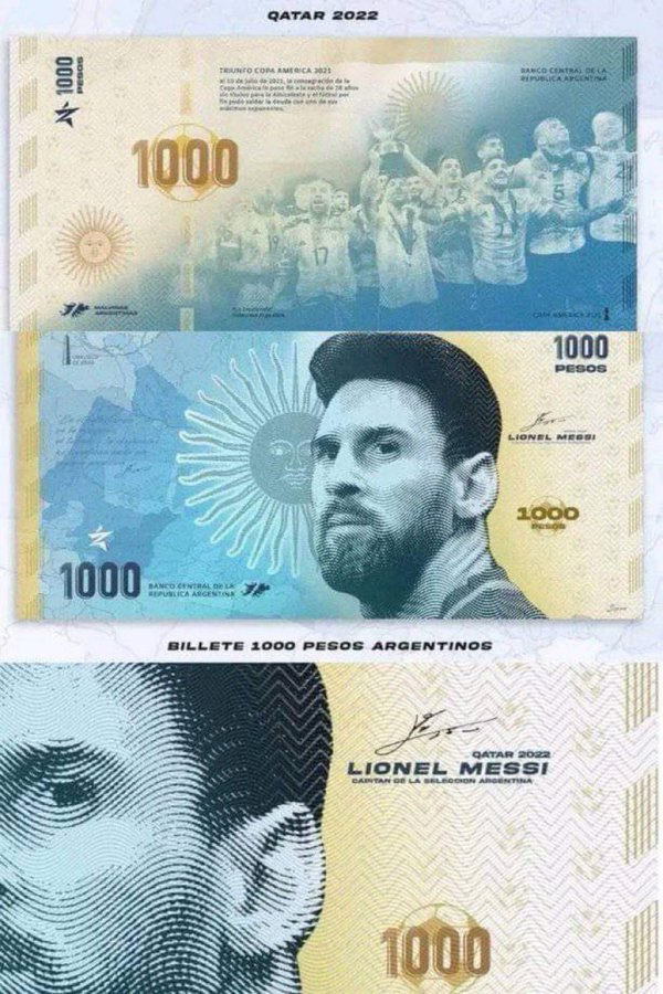 El Banco Central propuso que en los billetes de 1.000 pesos aparezca la imagen de Leo Messi.