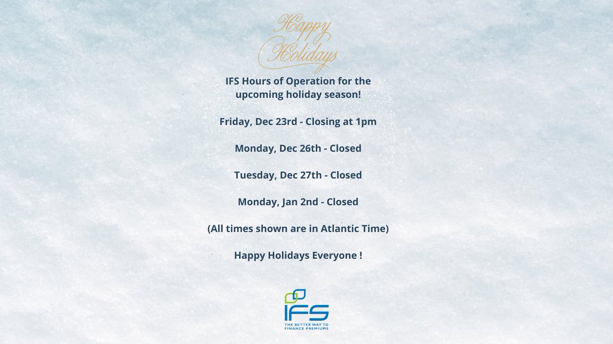 ifspremium's tweet photo. Thank you so much to our broker partners for all of their support in 2022, We really look forward to working with you all in the New Year!

Happy Holidays Everyone!

#IFSBetterPremiumFinancing https://t.co/8oRP27ItkU