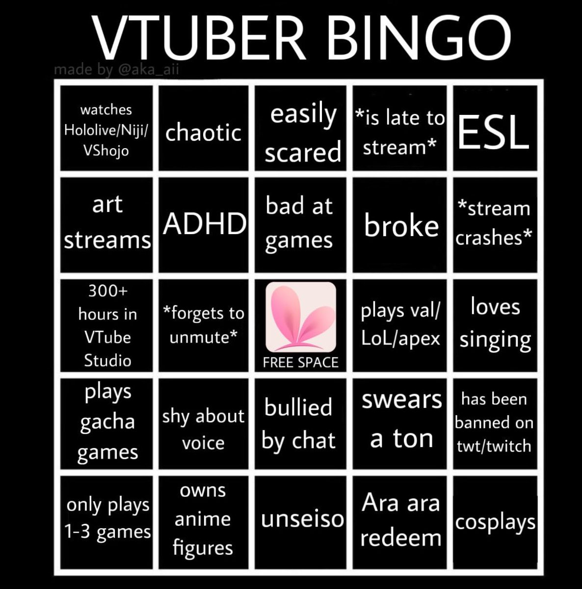 BINGO! Do I win a successful streaming career? 🫠 #Vtuber #twitch thanks <a href="/_merrin11/">merrin11</a> for this cool idea! definitely stole it from you heheeee.
