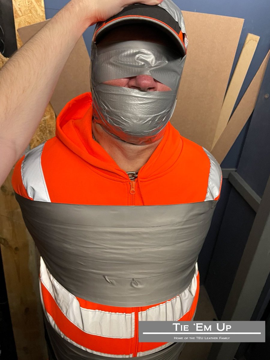 gear_bondage's tweet photo. Keeping the tradesman taped up for a few hours will teach him not to have such a messy and disorganised workspace 😂
@tieemup felt I needed putting in my place after doing this to him (see latest pics on his profile) https://t.co/ZqoEcC8lND