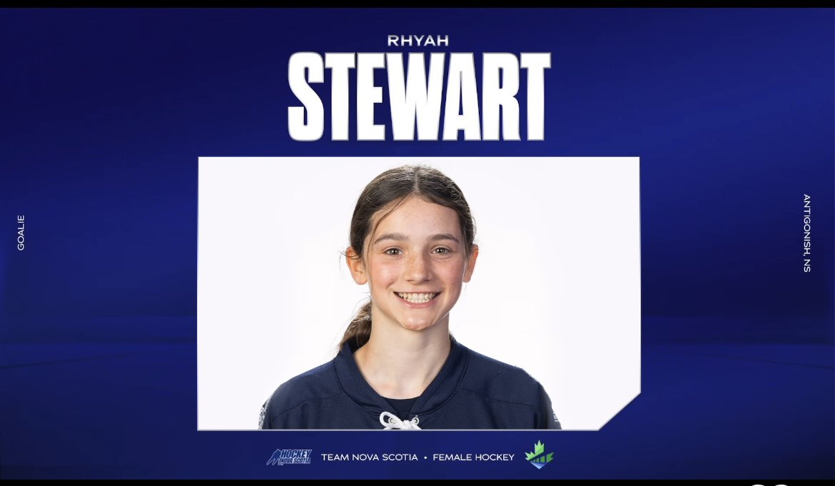 West goalie Rhyah Stewart has been named to the women’s Nova Scotia team for the upcoming Canada Winter Games beginning Feb. 18th!