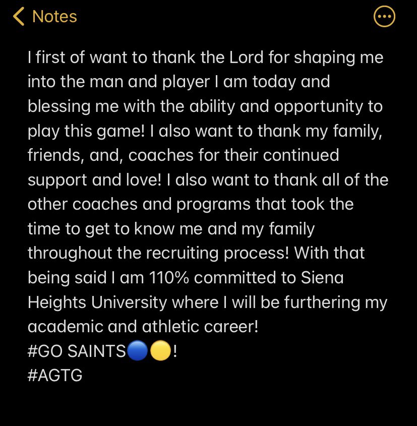 joe nemecek (@joenemecek2) on Twitter photo 110% Committed to Siena Heights University! Go Saints🟡🔵! #AGTG
<a href="/CoachJMcGowan/">Jzavion McGowan</a> <a href="/CoachShaah/">Coach Shaah</a> <a href="/CoachKohn12/">Matt Kohn</a> <a href="/SienaHeightsFB/">Siena Heights University Football</a> <a href="/GrandBlancFB/">Grand Blanc Football</a> <a href="/ForrKaleb/">Coach Kaleb Forr</a> <a href="/_GB_Athletics_/">Grand Blanc Bobcats</a> 110% Committed to Siena Heights University! Go Saints🟡🔵! #AGTG
<a href="/CoachJMcGowan/">Jzavion McGowan</a> <a href="/CoachShaah/">Coach Shaah</a> <a href="/CoachKohn12/">Matt Kohn</a> <a href="/SienaHeightsFB/">Siena Heights University Football</a> <a href="/GrandBlancFB/">Grand Blanc Football</a> <a href="/ForrKaleb/">Coach Kaleb Forr</a> <a href="/_GB_Athletics_/">Grand Blanc Bobcats</a>