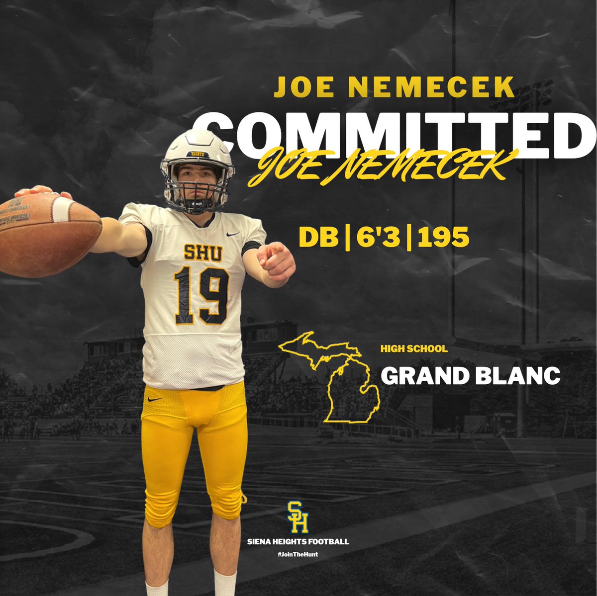 joenemecek2's tweet photo. 110% Committed to Siena Heights University! Go Saints🟡🔵! #AGTG
@CoachJMcGowan @CoachShaah @CoachKohn12 @SienaHeightsFB @GrandBlancFB @ForrKaleb @_GB_Athletics_ https://t.co/74IYptadjY