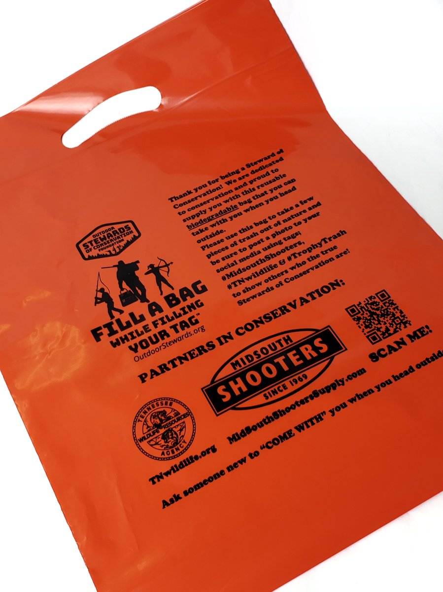 MidsouthShooter's tweet photo. @tnwildlife and @outdoorstewards want to thank you for being a Steward of Conservation! Use this bag to take some trash out of nature and be sure to post a photo with the tags #TNwildlife #TrophyTrash and #MidsouthShooters to show others who the true Stewards of Conservation are! https://t.co/EYI1b5kJMK