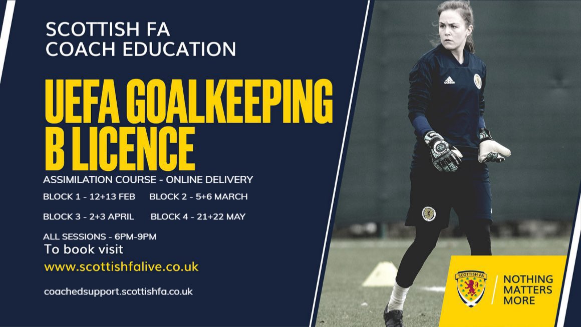 Opportunity for any Scottish FA Gk basic licence holders or GK L3 holders to upscale to UEFA B GK Licence. Please remember your existing SFA licence will not be recognised within our coaching pathway unless upgraded. Details below