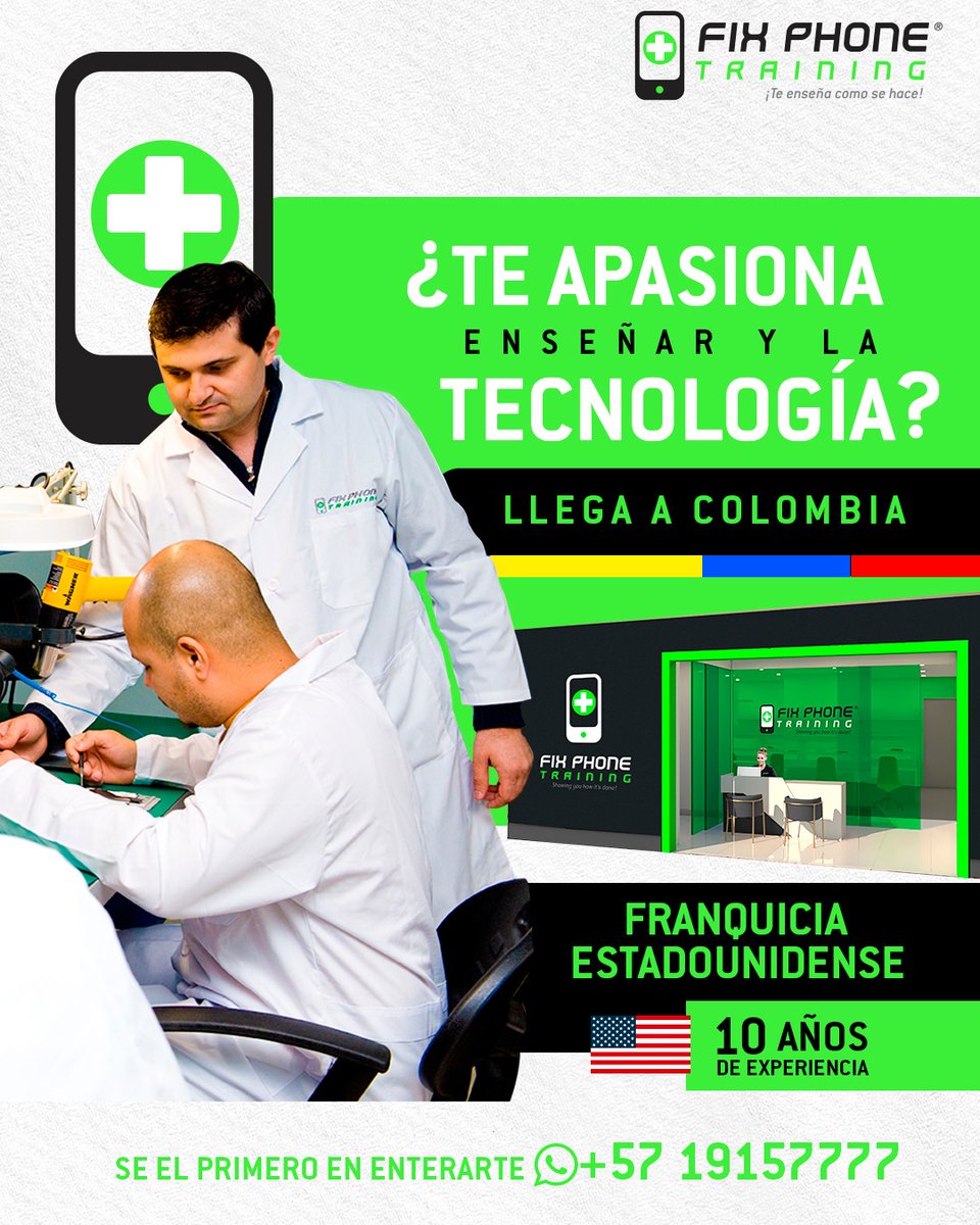 FPhoneTrainingC's tweet photo. Nadie está exento de tener un accidente con su dispositivo electrónico, por eso Fix Phone Training es la solución perfecta para tener el conocimiento de repararlos.
Prepárate para tener un negocio con futuro!
Llámanos y te contamos 👇
+57 1 9157777
+1 347 491 5897 https://t.co/Nn4wqYpDVW