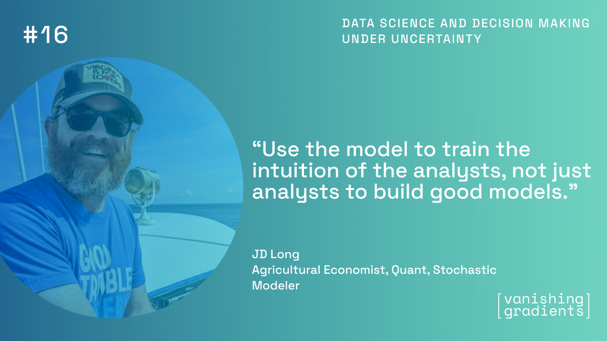 In our most recent ep, @CMastication and @hugobowne talk about data science & the nitty gritty of decision-making under uncertainty, heuristics for decision science, failure modes, and more! vanishinggradients.fireside.fm/16 1/