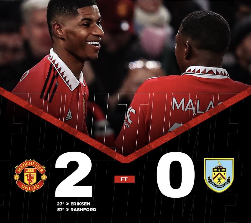 #MJFC 2-0 Burnley. FT thoughts. A superb performance. Rashford unstoppable, the shining player tonight. Tempo was on point, Burnley started strong but we were dangerous on the attack and Rashford's goal killed it. Ten Hag will be very happy, impressed how sharp we looked.#MUNBUR