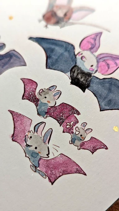 More sparklies. There are 5 character references in there and the others a mix of real bats and imagined bats. 