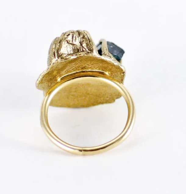 gracegow's tweet photo. The SEA GODDESS is a more delicate barnacle formation that cradles a rough cut tourmaline gemstone on top of a delicate tapered shank. https://t.co/1VO0OsB2wf