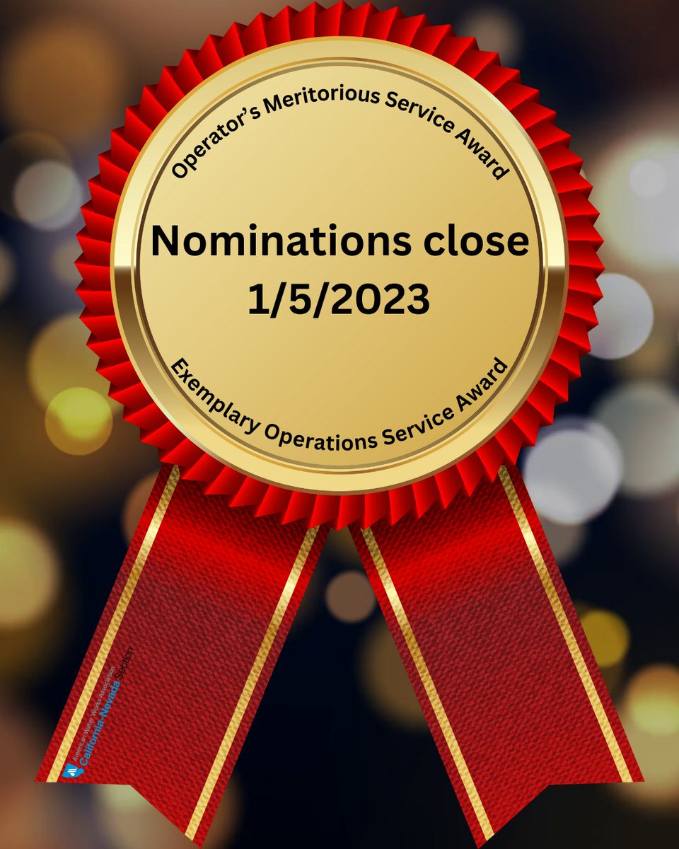 CANVAWWA's tweet photo. ⚠️Nominations close on January 5th⚠️

Exemplary Operations Supervise Award: https://t.co/UCr9IFWMbv
 
Operators Meritorious Service Awards: https://t.co/xj4nS29d05

Awards presented at SC23

Please submit completed forms to Danielle Hook: dhook@ca-nv-awwa.org

#CANVAWWA https://t.co/MJxnoYwFpS