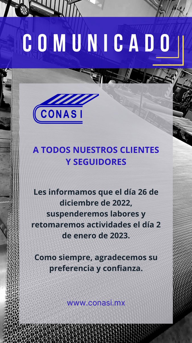 Conasi1's tweet photo. CONASI 
Bandas Transportadoras Metálicas. #alambretejido https://t.co/cSW5qFED18