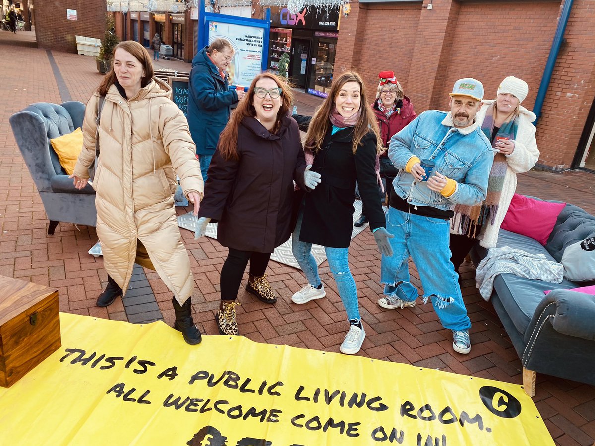 PoppySoldatos's tweet photo. My very first #publiclivingroom  @Camerados_org and what a blast we had
Chatting to some amazing people and having a sing song thank you to @ShopHarpurhey for having us and to @123_chrissie 💛
Lovely to see @pip_the_human
and meeting @MaffPotts &amp; @VictoriaHerrim1
@WHMmanchester https://t.co/WeuicXWGC7