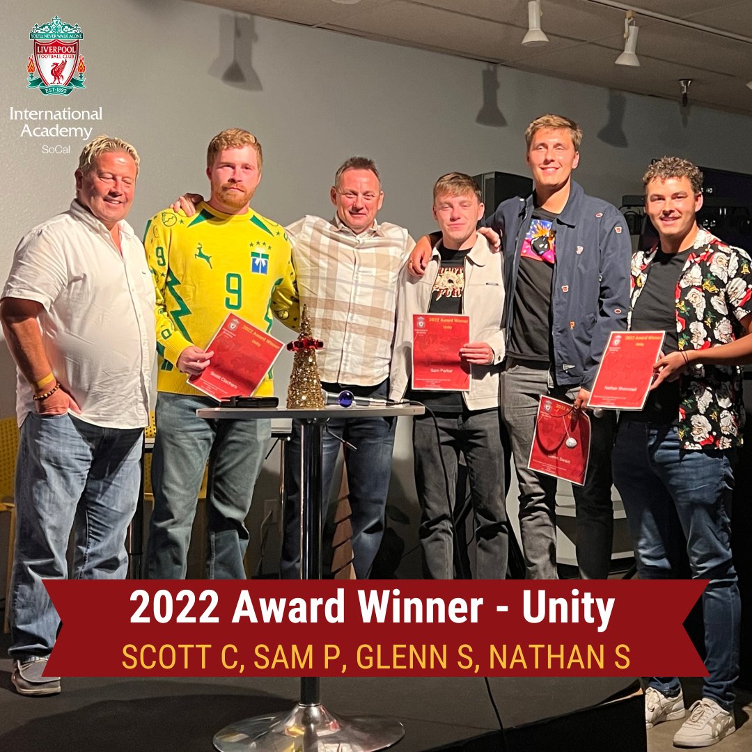 LFCIA_SoCal's tweet photo. It was very difficult to choose just one UNITY winner. So why not choose the 4 Coaches who never fail to demonstrate it. Our PCA Coaches - Scott C, Sam P, Glenn S, &amp; Nathan S. all received the 2022 Unity Award. 🎉Congratulations coaches 🏆 https://t.co/w1HGZ7UbYS