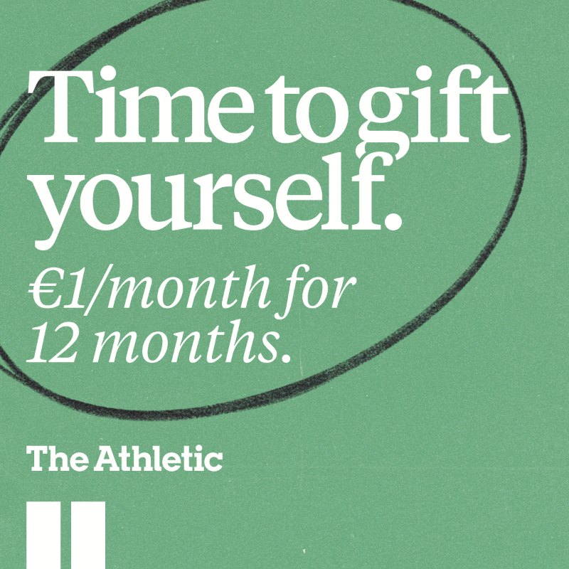 TheAthletic's tweet photo. End of Year Special. Get all of The Athletic, all year long: Join for just €1 a month for 12 months.