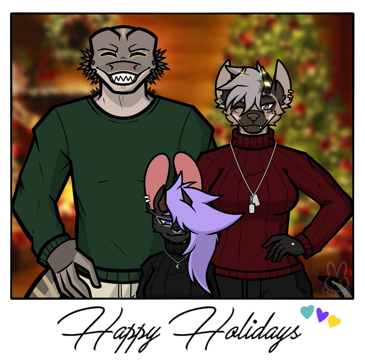 Happy Holidays from this Triad of Misfits!~💜

Hope everyone's rest of the year goes by smoothly and happily!
💚<a href="/zanithos/">Zanithos</a> &amp; <a href="/lacydoes/">LacyDoesThings : Commissions Open! 🔞</a> 🧡