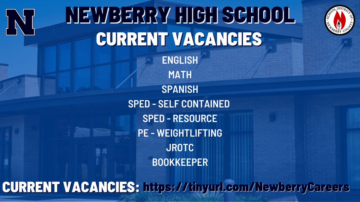 corneliuscromer's tweet photo. Newberry High School is recruiting the best and brightest educators to join the Bulldog family for the 2023-2024 school year.

Apply online at https://t.co/AzOumXQgKP

#DOMINATE #TheBestOfNHS https://t.co/bZ2mOGpYQ9
