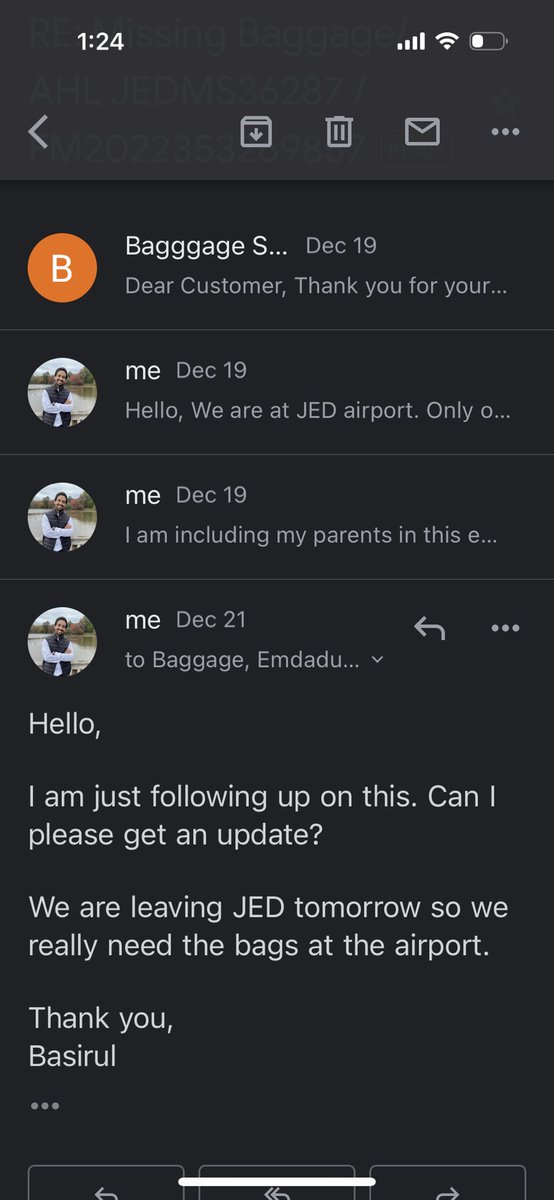 theBassilisk's tweet photo. @EGYPTAIR  I will be at JED airport in under 12 hours and I still haven’t heard back from the concerned team. 3 days ago I was told that had been sent to JED — where are they? https://t.co/DpNwZrAHsS