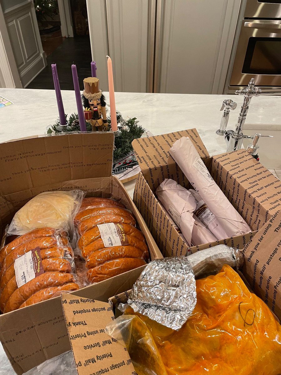 BestofDieWurst's tweet photo. Christmas care packages from Oma &amp; Pop. German &amp; Slovak parents are just built different. The very best sausage, sauerkraut, and Halupki this side of Tübingen &amp; Bratislava. ❤️❤️ Thanks, @DocDonnieH! https://t.co/X0MZ66NK2U