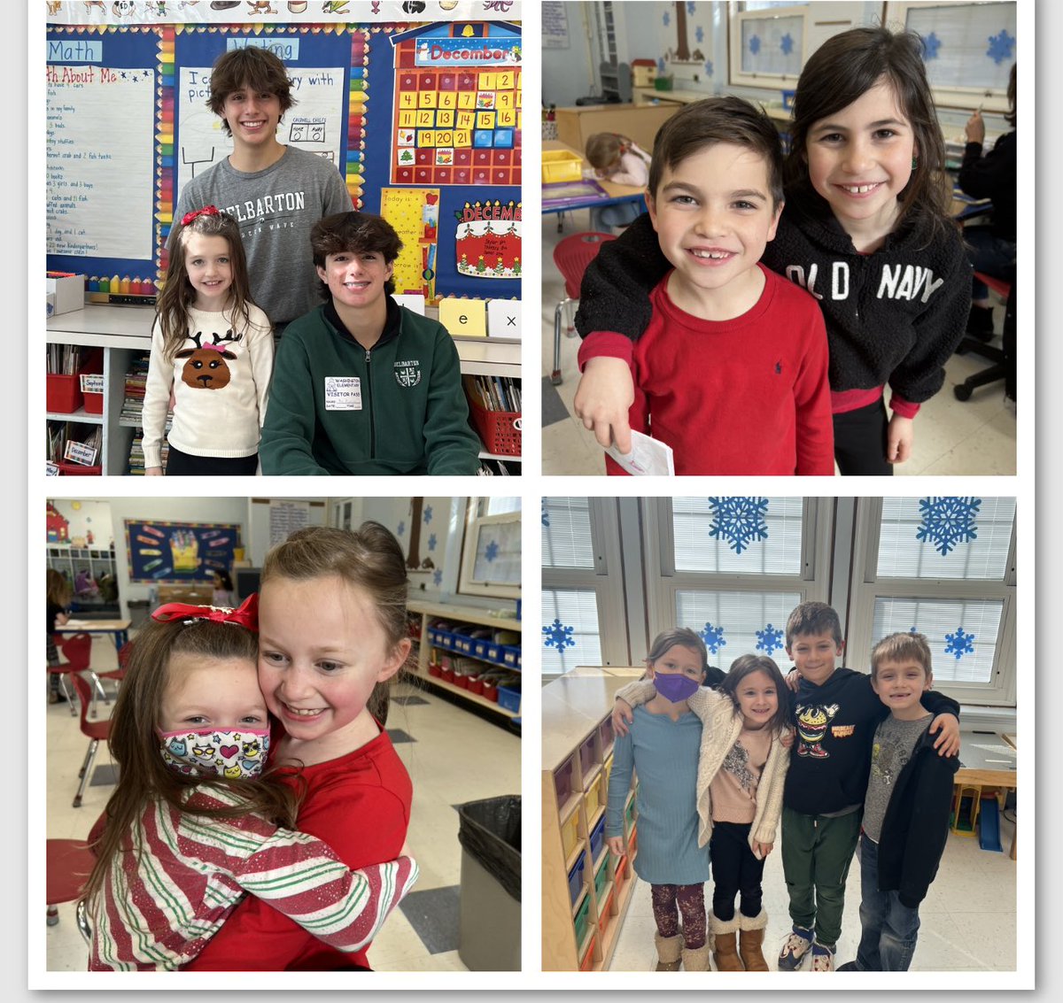 So many holiday visitors today…former students, big siblings, and former students who are also big siblings! What a wonderful Washington community! ❄️❤️❄️