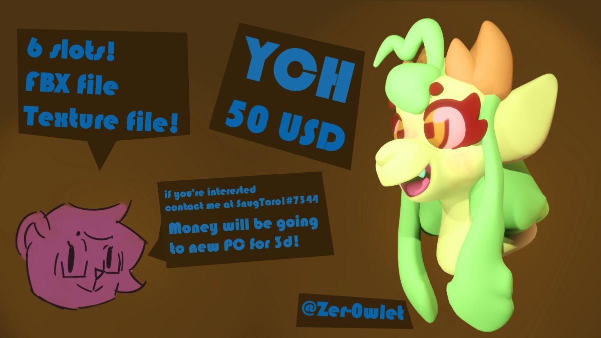 foxtrotaro's tweet photo. My commission sheet for 3d YCH sculpts!
Please RT and Like!
More info on thread below! https://t.co/KxTiWmhgAN