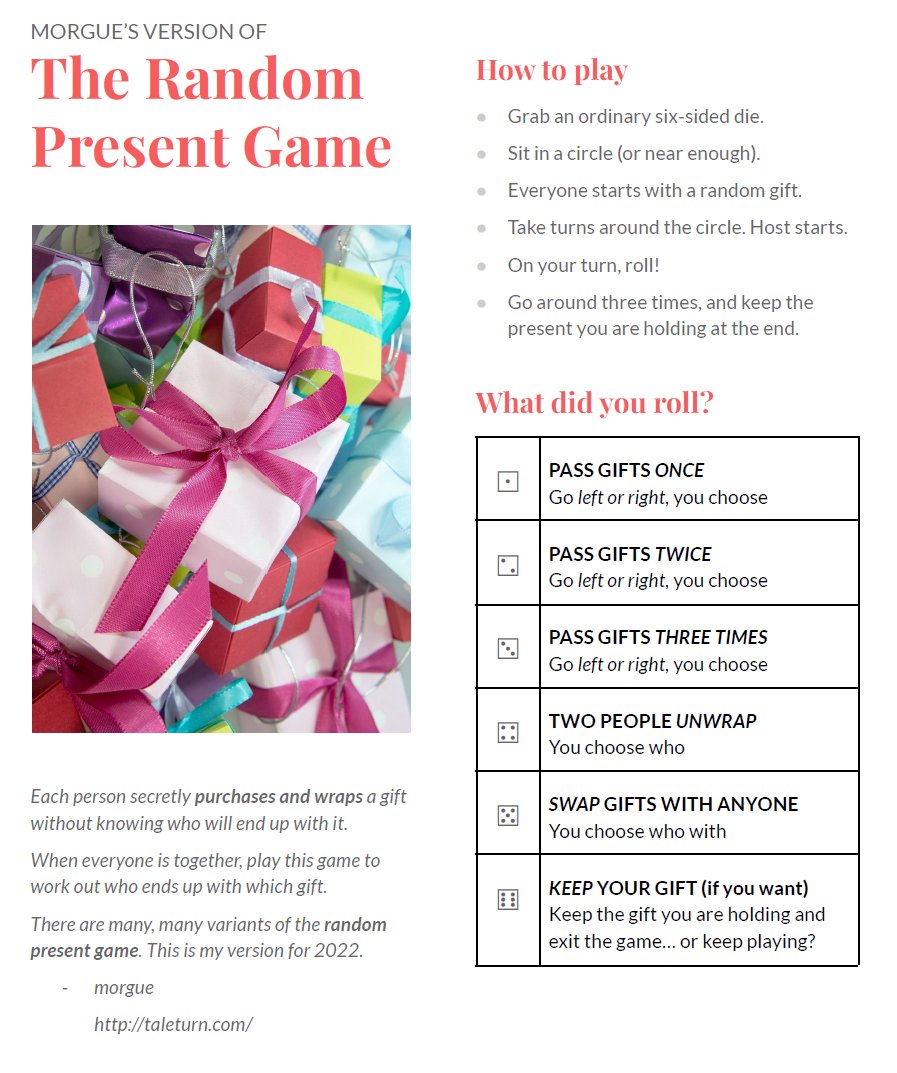 If your family is doing a random present game this Christmas, I have some rules for you: