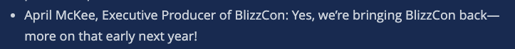 Blizzcon coming back. news.blizzard.com/en-us/blizzard…