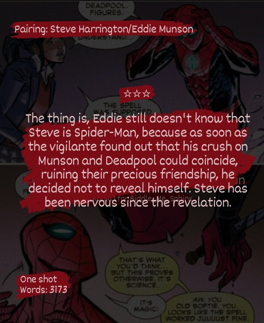 k0uk0_'s tweet photo. Be the one (be the one), to take me home and show me the sun
My gift for @riddletalks !
#steddiesanta2022
@steddiesnta2022
Tags: #steddie #spidermansteve #deadpooleddie #spideypoolsteddie #spidersteve #eddiepool #steveharrington #EDDIEMUNSON
»»ββββ>https://t.co/x0qEJbplKl<ββββ«« https://t.co/GM4LFratfh