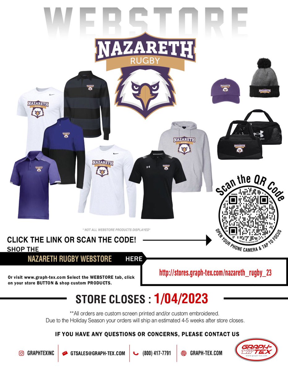 🛒 𝙂𝙀𝙏 𝙆𝙄𝙏𝙏𝙀𝘿 𝙊𝙐𝙏! 🎁🛍☃️

Shop Naz Rugby apparel for the #HolidaySeason 

Link 🔽🔽🔽

stores.graph-tex.com/nazareth_rugby…

#NazAsOne || #FearTheFlyer