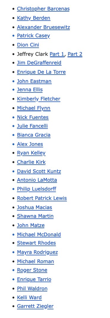 KlasfeldReports's tweet photo. The Jan. 6th Committee just released 34 transcripts — and what a list. https://t.co/yTZde0FmDI